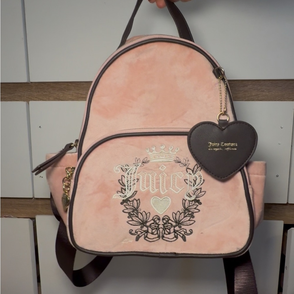 Juicy Couture Blush Pink Backpack with Heart Charm